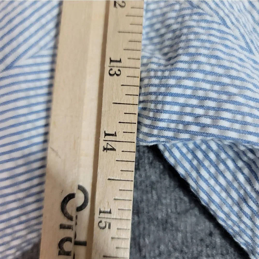 Crown & Ivy Seersucker Mens Modern Fit Pant Size 34W × 32L Blue White Striped